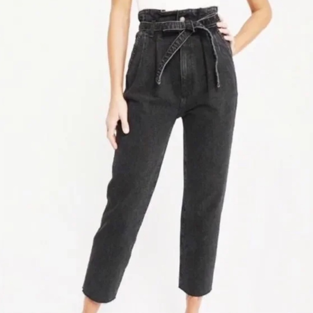 Abercrombie & Fitch Black High Rise Paper Bag Waist Women Jeans